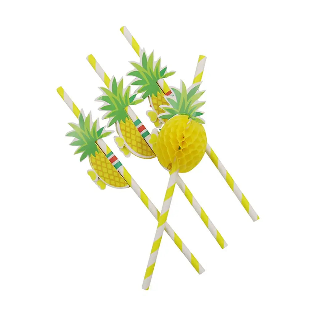Hawaiian Pineapple Honeycomb Paper Straws 12Pk PP44774