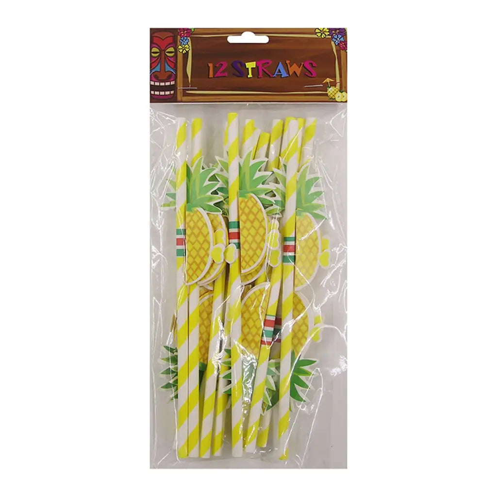 Hawaiian Pineapple Honeycomb Paper Straws 12Pk PP44774