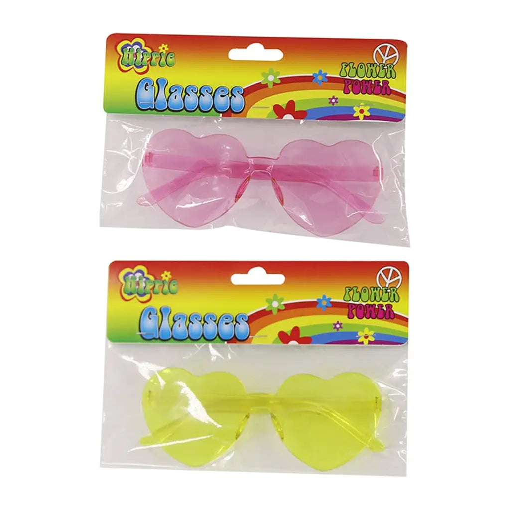 Hippie Yellow or Pink Heart Shaped Glasses PP45641