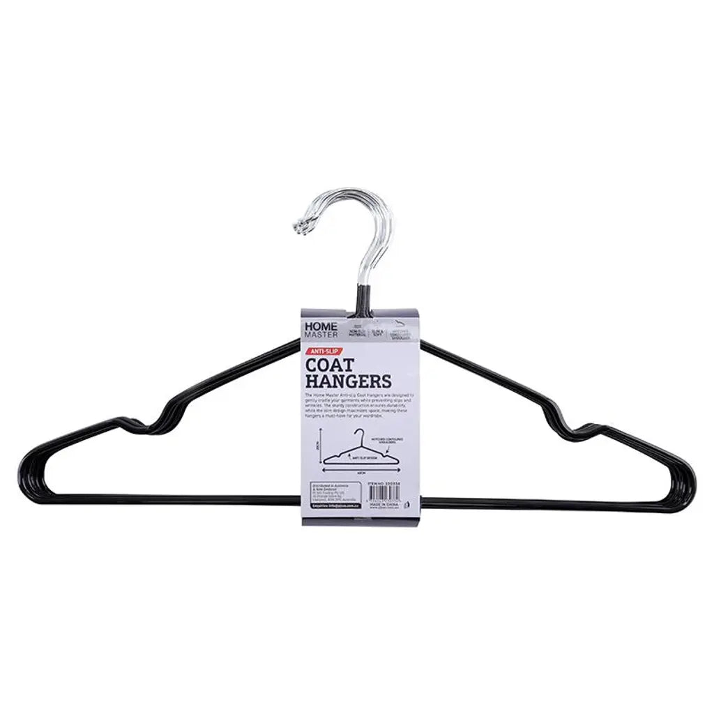 Home Master Coat Hanger PVC Coated Anti Slip Assorted Colours 8Pk 230334