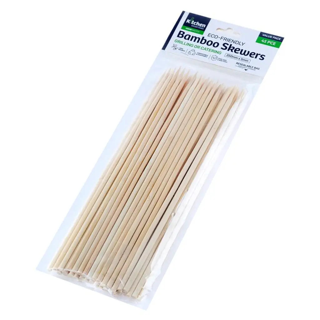 Home Master Eco Friendly Bamboo Skewers BBQ 5mmX25cm 45Pk 207848
