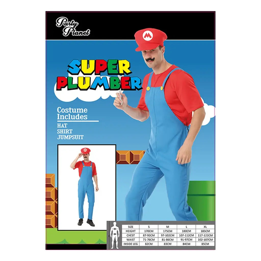 Man Plumber Red Costume Including Hat, Shirt, Jumpsuit PP80324