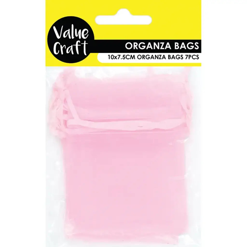 Mini Organza Bag Baby Pink 10x7.5cm 7Pk VCSB10-BP