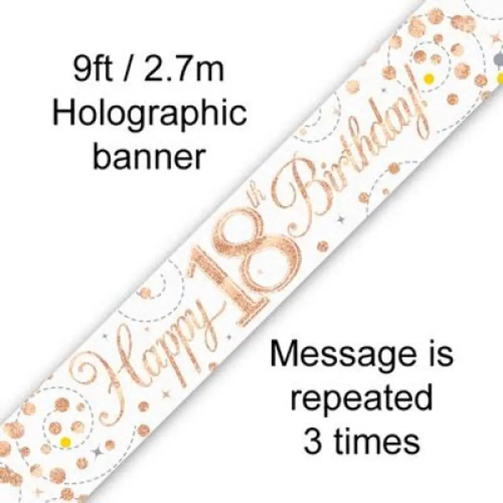OaktreeUK Banner 18 Birthday Sparkle Fizz Rose Gold 2.7m 109512