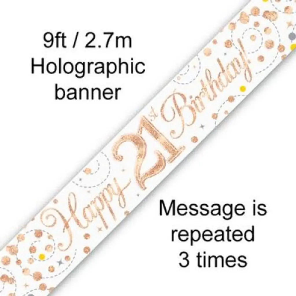 OaktreeUK Banner 21 Birthday Sparkle Fizz Rose Gold 2.7m 109513
