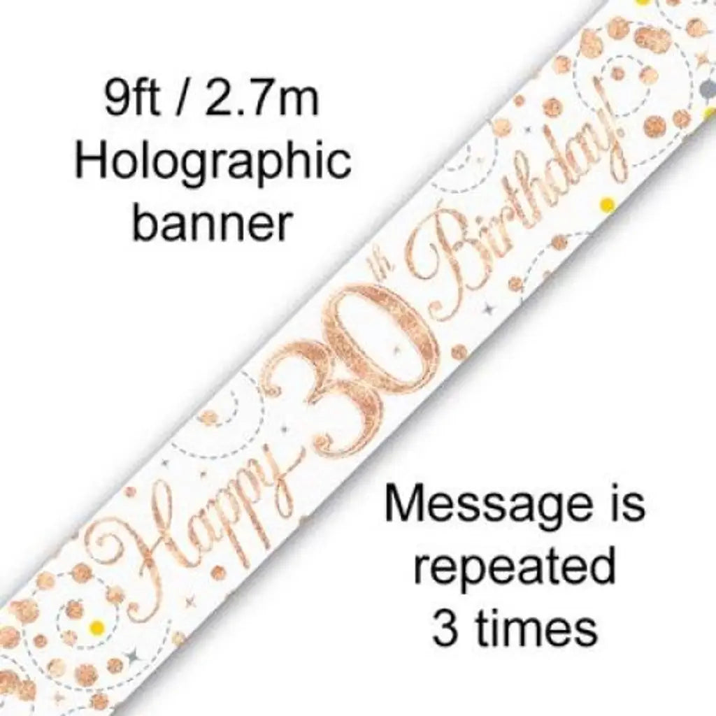 OaktreeUK Banner 30 Birthday Sparkle Fizz Rose Gold 2.7m 109514