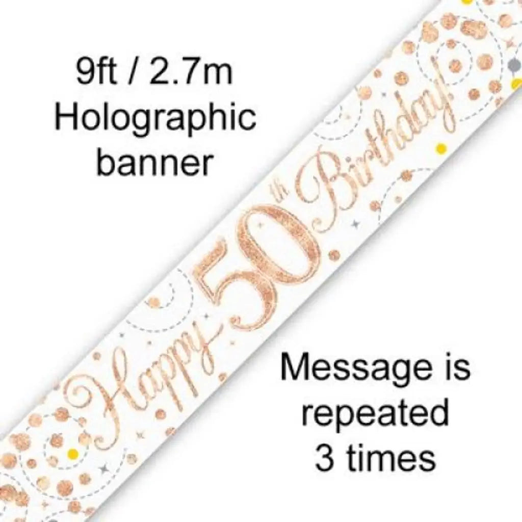 OaktreeUK Banner 50 Birthday Sparkle Fizz Rose Gold 2.7m 109516