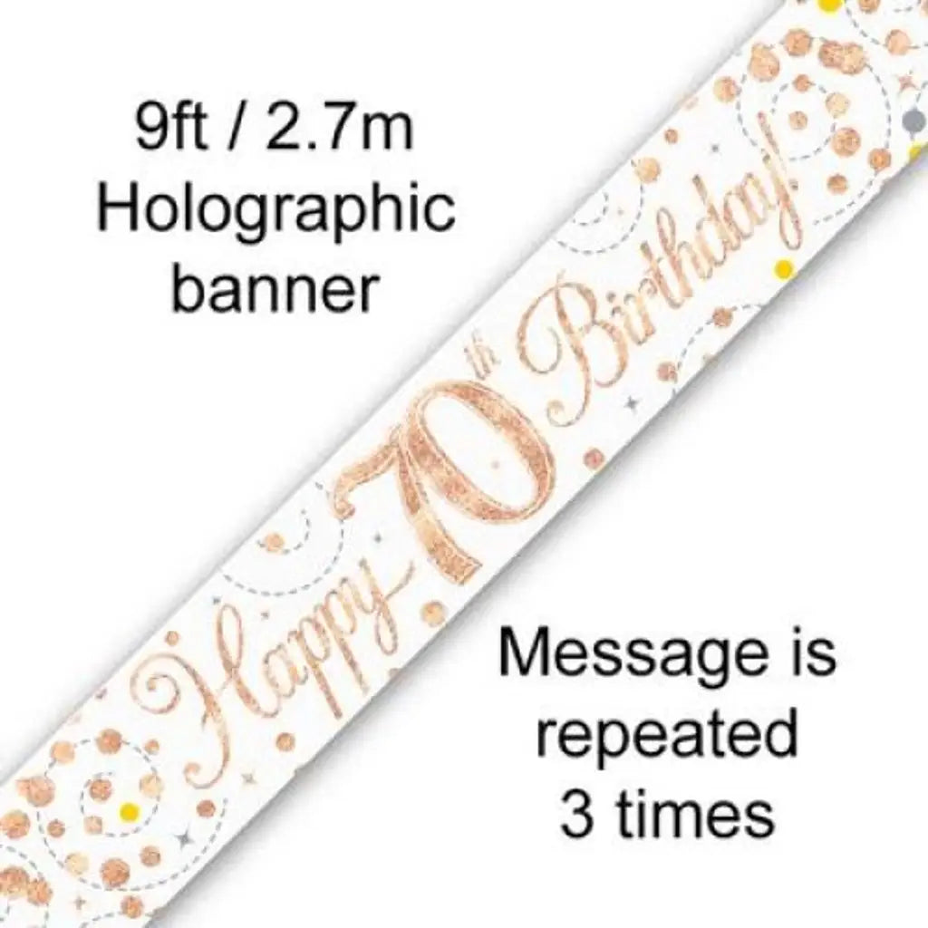 OaktreeUK Banner 70 Birthday Sparkle Fizz Rose Gold 2.7m 109518