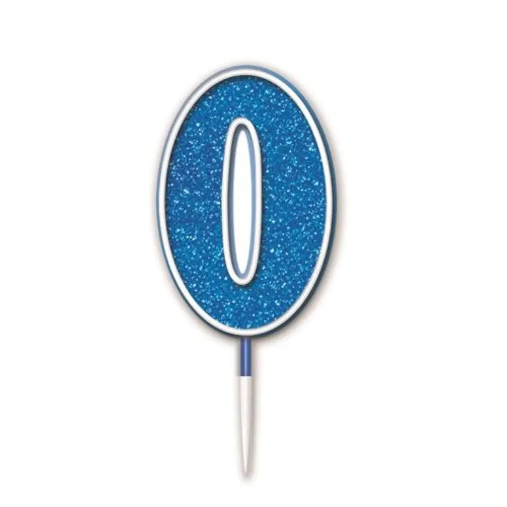 OaktreeUK Birthday Candles Number 0 Glitter Blue OT656307
