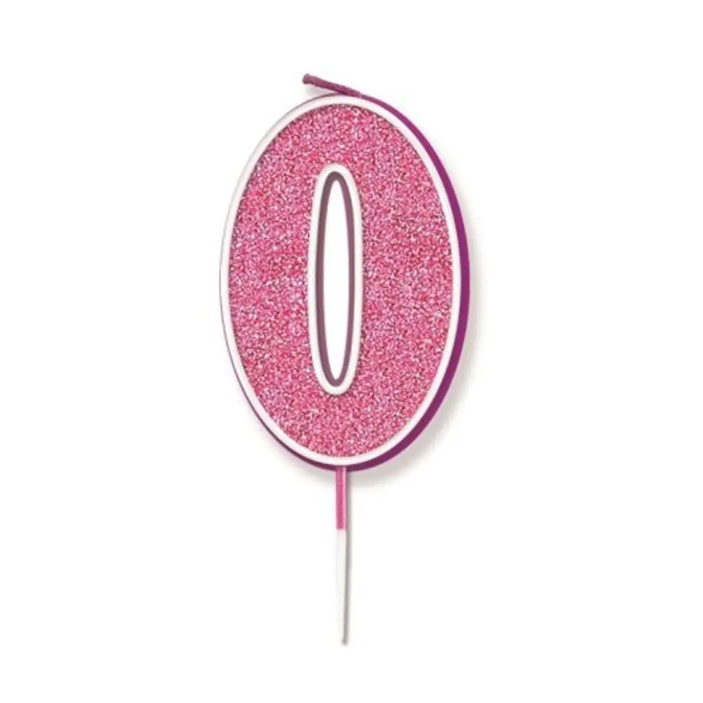 OaktreeUK Birthday Candles Number 0 Glitter Pink OT656208