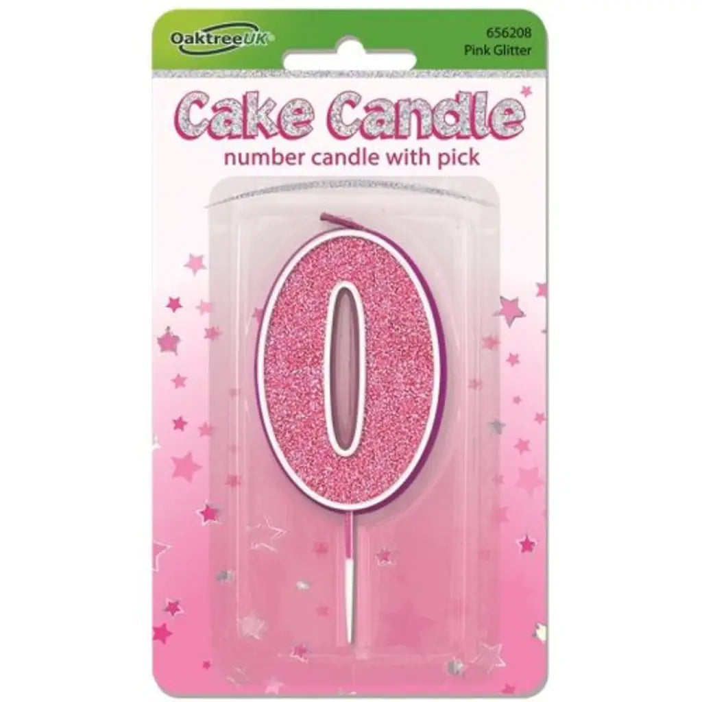 OaktreeUK Birthday Candles Number 0 Glitter Pink OT656208