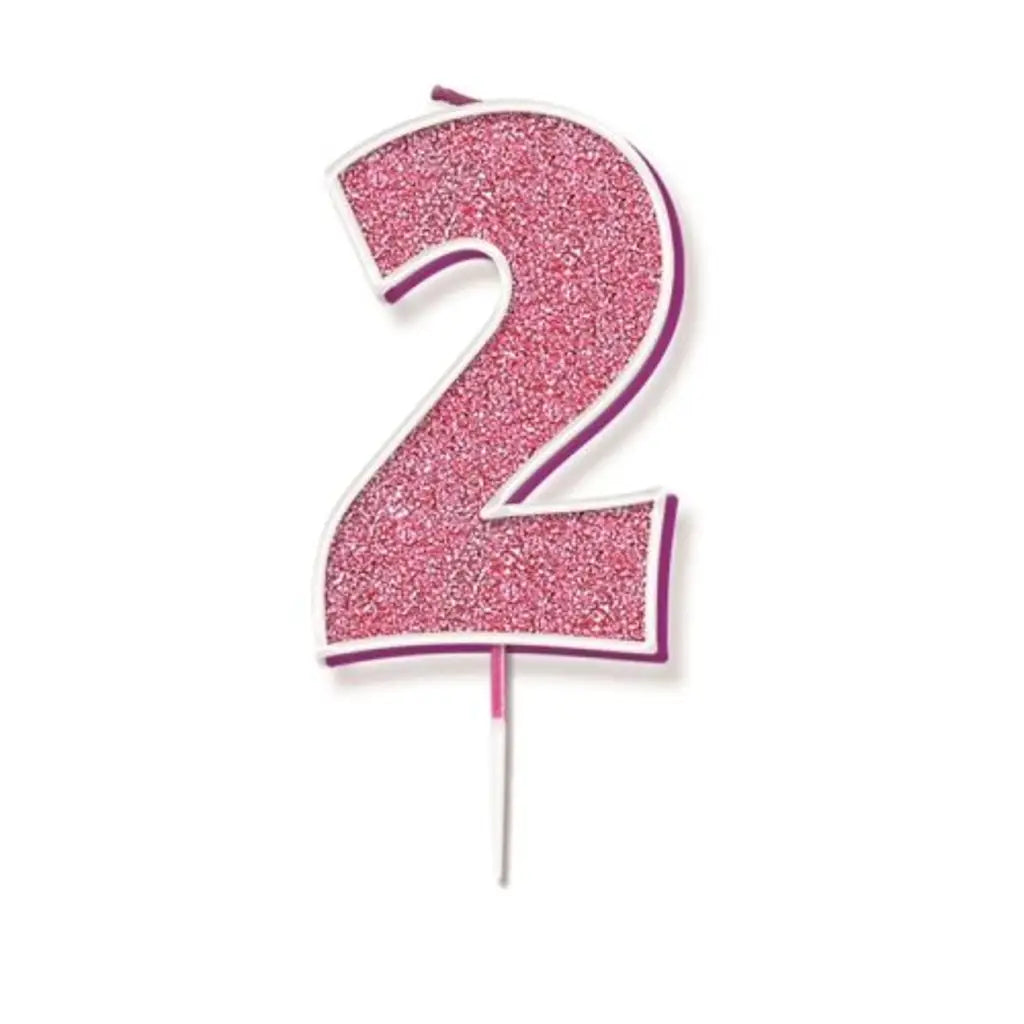 OaktreeUK Birthday Candles Number 2 Glitter Pink OT656222