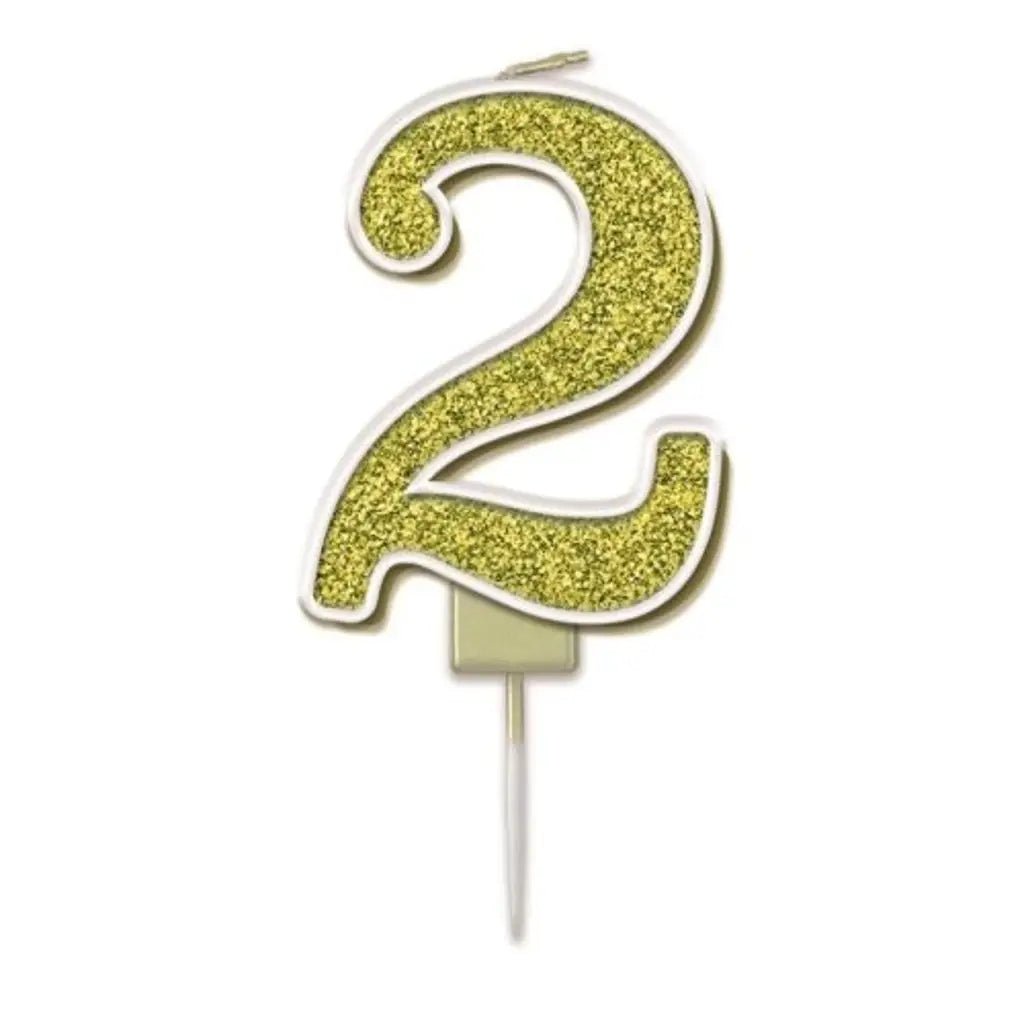 OaktreeUK Birthday Candles Number 2 Sparkling Fizz Gold OT656123