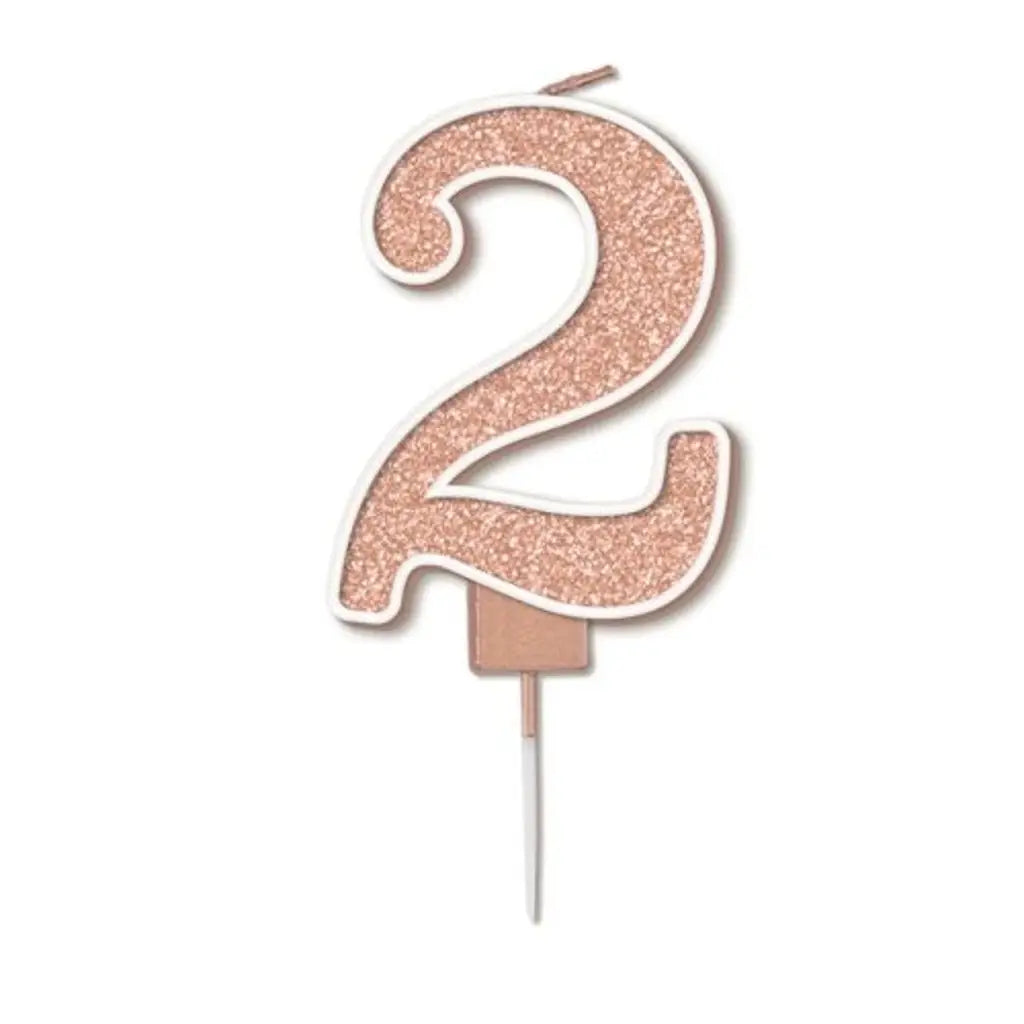 OaktreeUK Birthday Candles Number 2 Sparkling Fizz Rose Gold OT656024