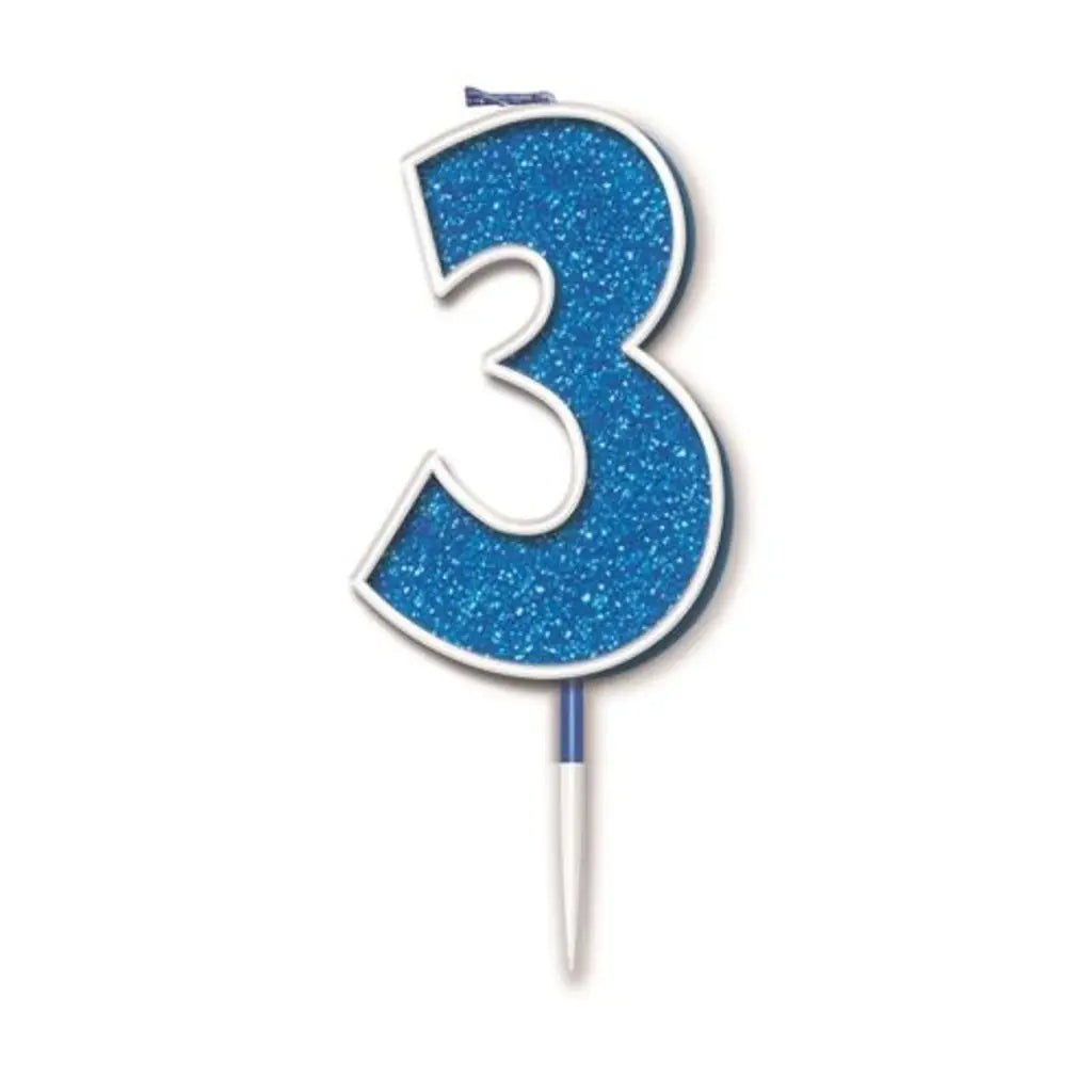 OaktreeUK Birthday Candles Number 3 Glitter Blue OT656338