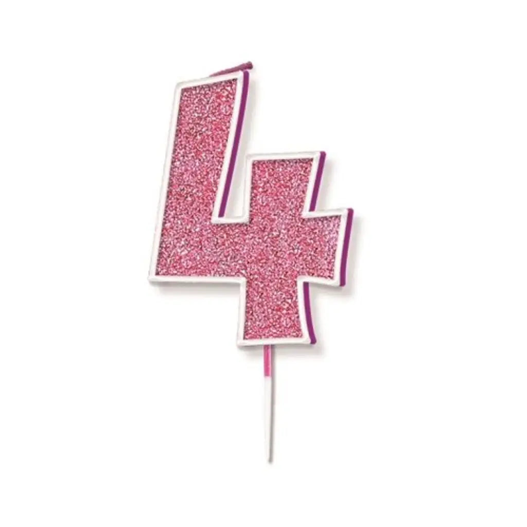 OaktreeUK Birthday Candles Number 4 Glitter Pink OT656246