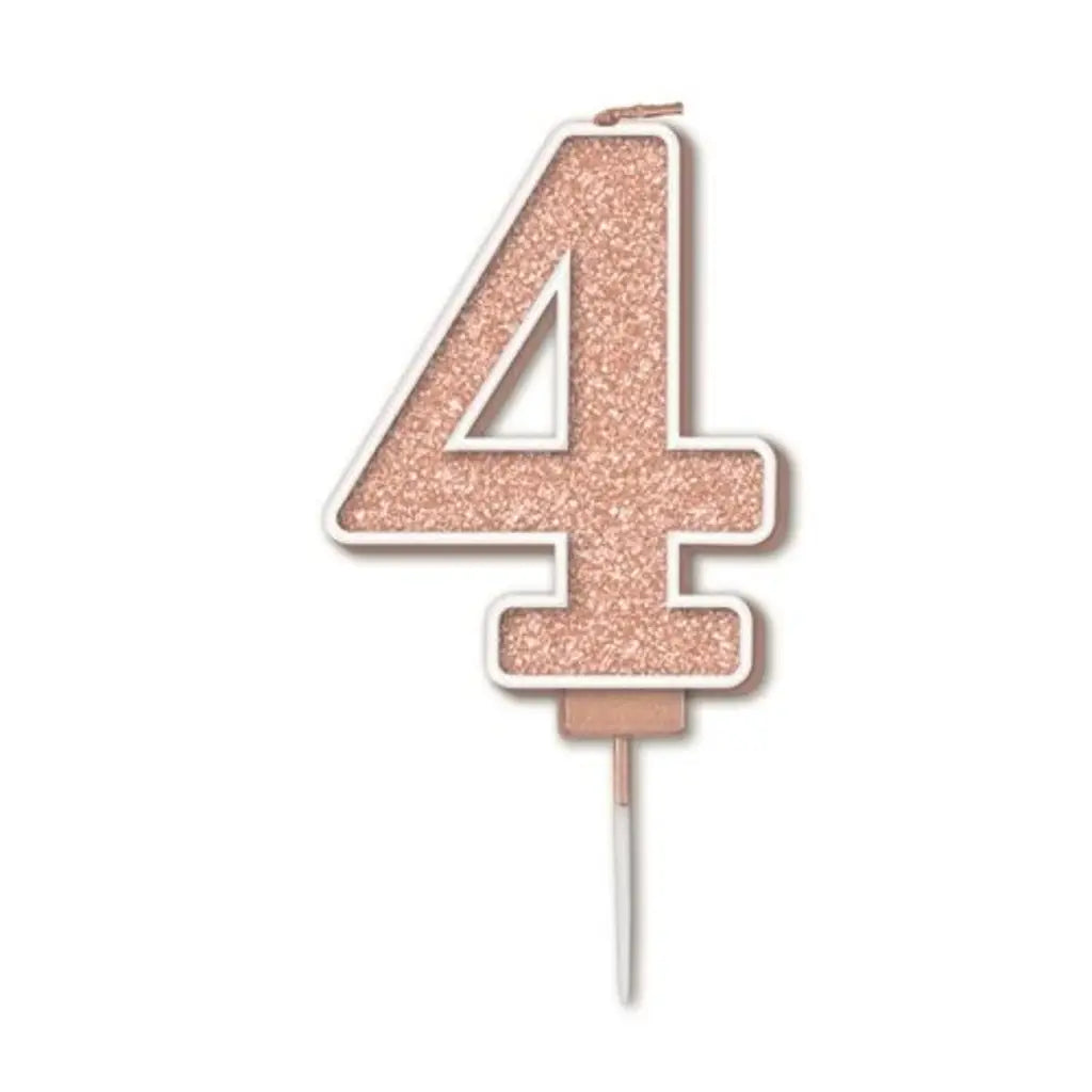 OaktreeUK Birthday Candles Number 4 Sparkling Fizz Rose Gold OT656048