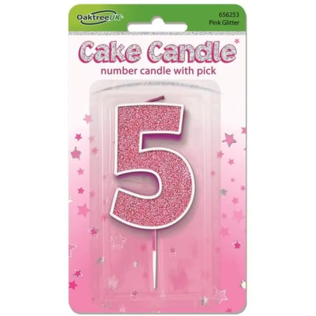 OaktreeUK Birthday Candles Number 5 Glitter Pink OT656253