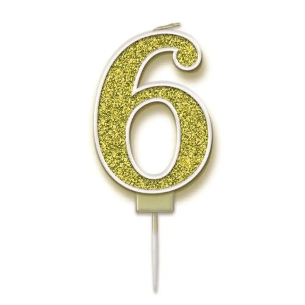 OaktreeUK Birthday Candles Number 6 Sparkling Fizz Gold OT656161
