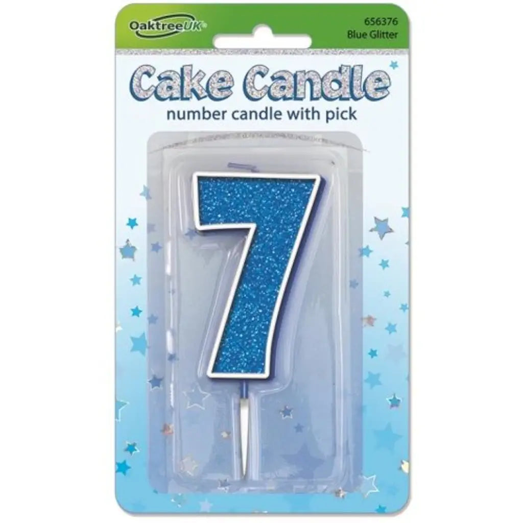 OaktreeUK Birthday Candles Number 7 Glitter Blue OT656376