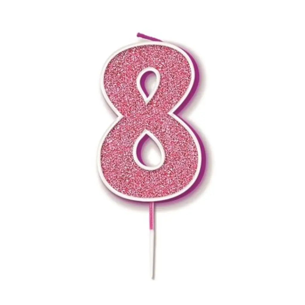 OaktreeUK Birthday Candles Number 8 Glitter Pink OT656284