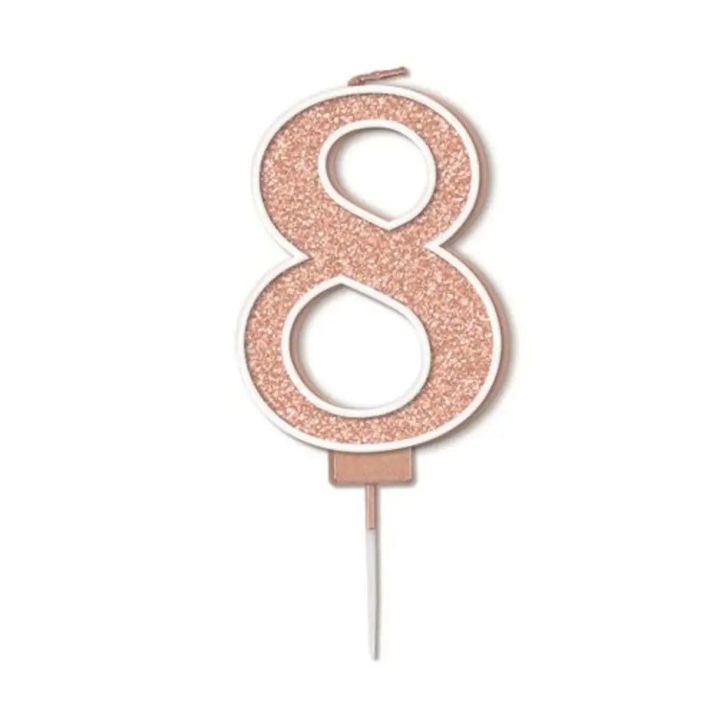 OaktreeUK Birthday Candles Number 8 Sparkling Fizz Rose Gold OT656086