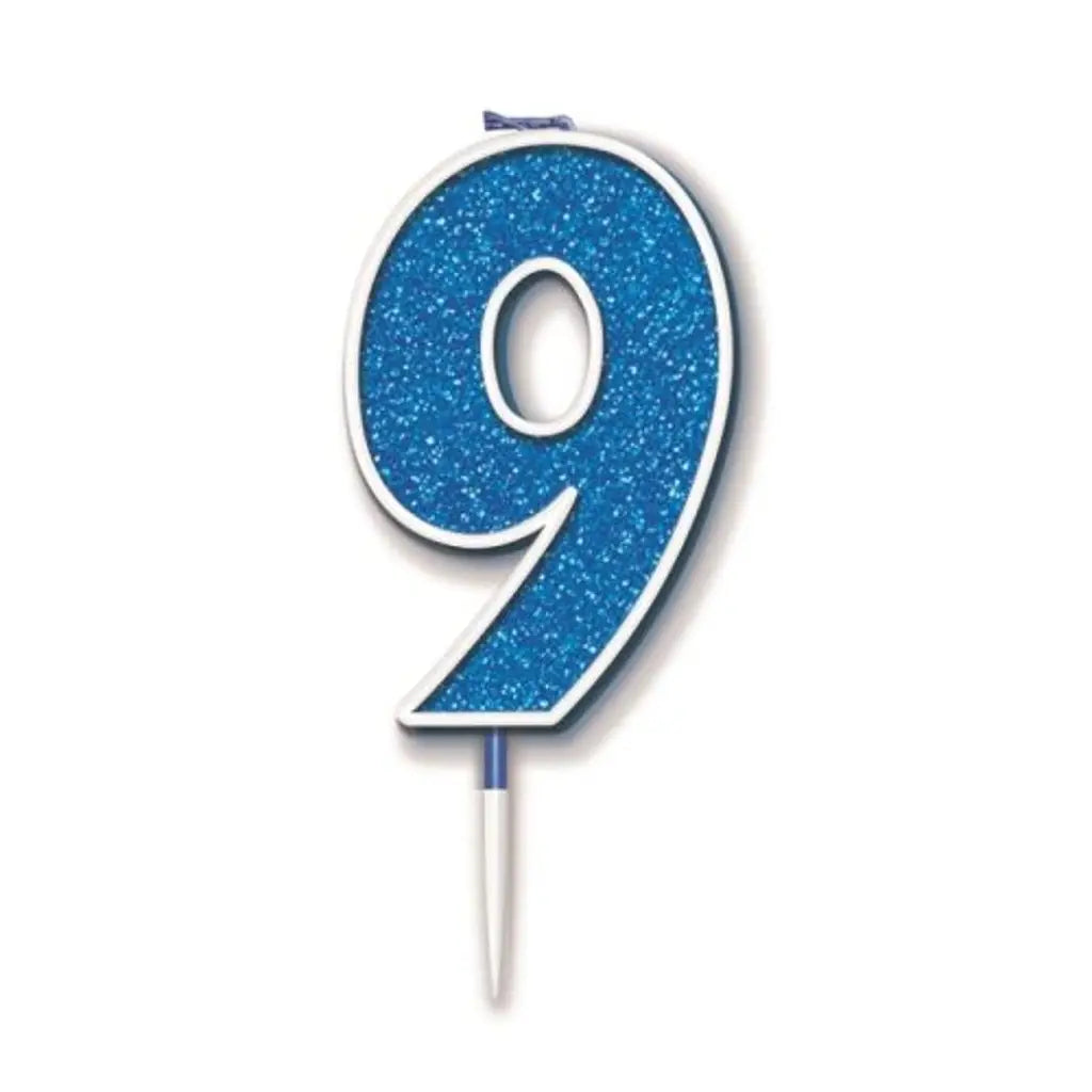 OaktreeUK Birthday Candles Number 9 Glitter Blue OT656390