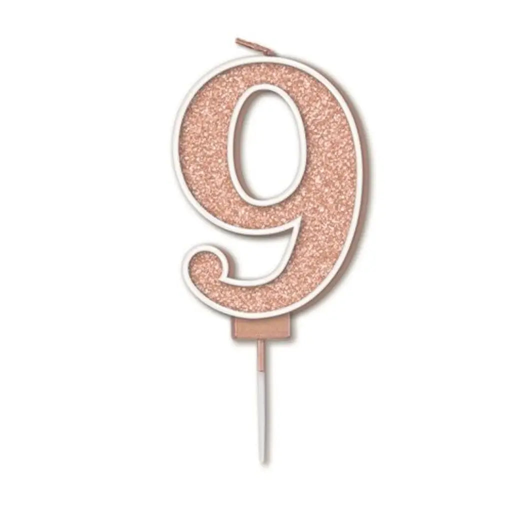 OaktreeUK Birthday Candles Number 9 Sparkling Fizz Rose Gold OT656093