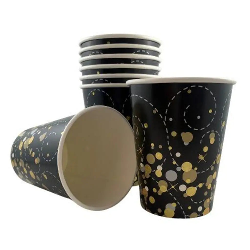 OaktreeUK Cups Sparkling Fizz Black Gold 266ml 8Pk OT635876