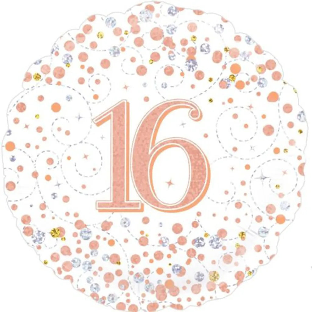 OaktreeUK Foil Balloon 16 Birthday Sparkling Fizz Rose Gold 18in 210421