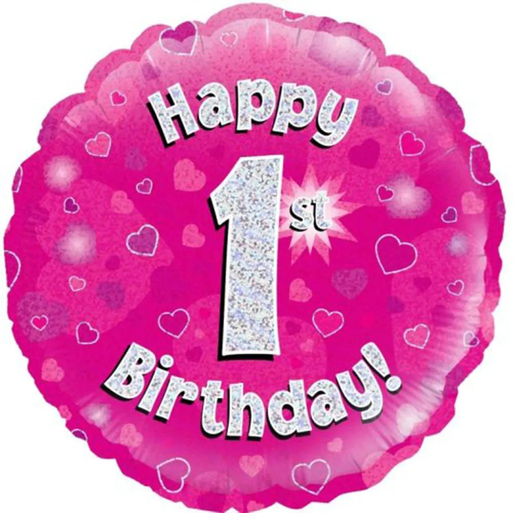 OaktreeUK Foil Balloon 1st Birthday Pink 18in 210461