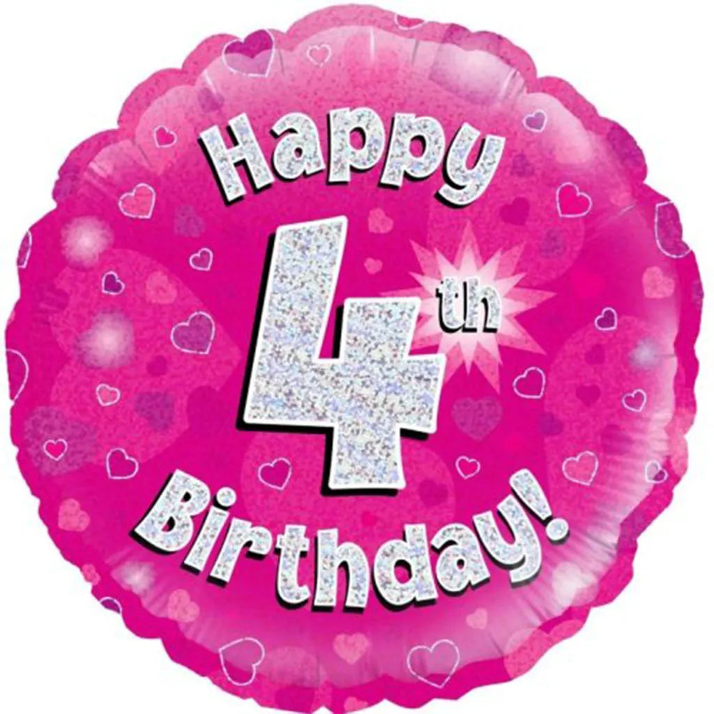 OaktreeUK Foil Balloon 4th Birthday Pink 18in 210464