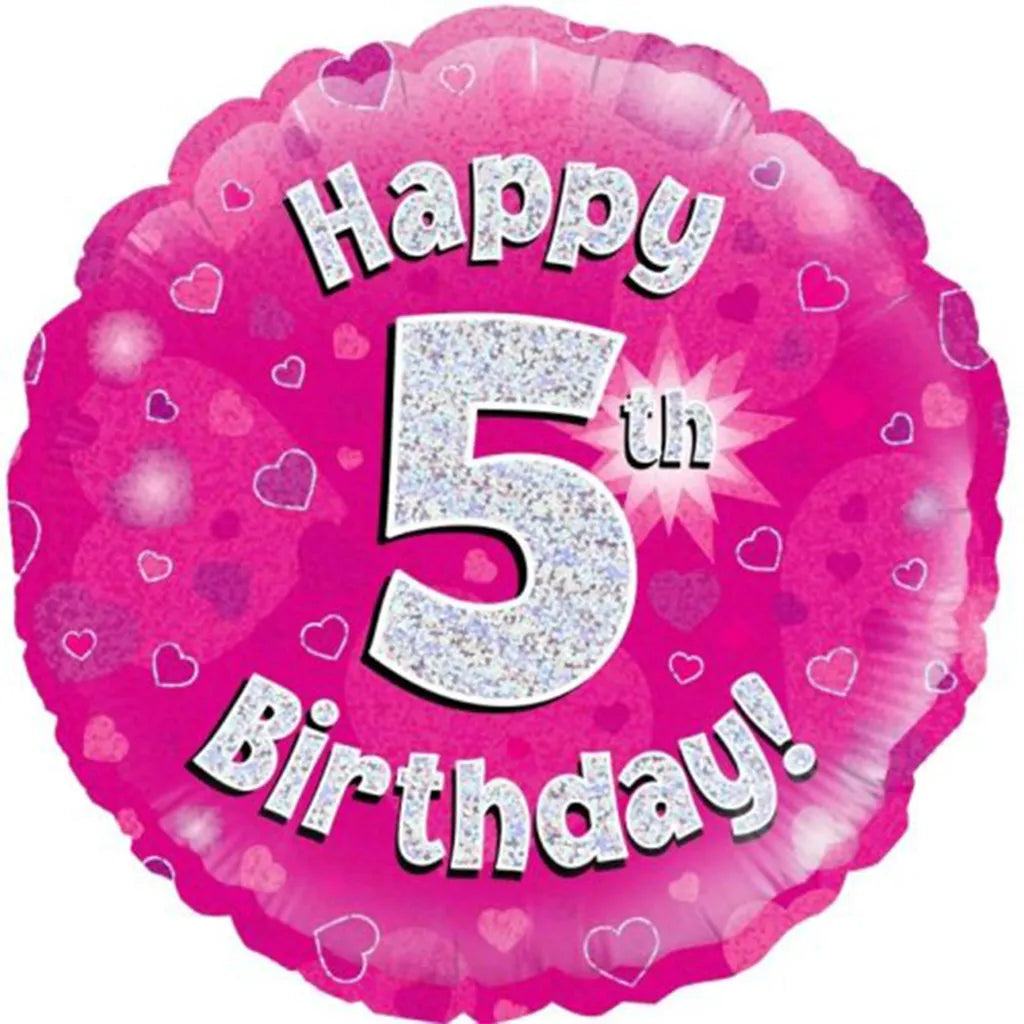 OaktreeUK Foil Balloon 5th Birthday Pink 18in 210465