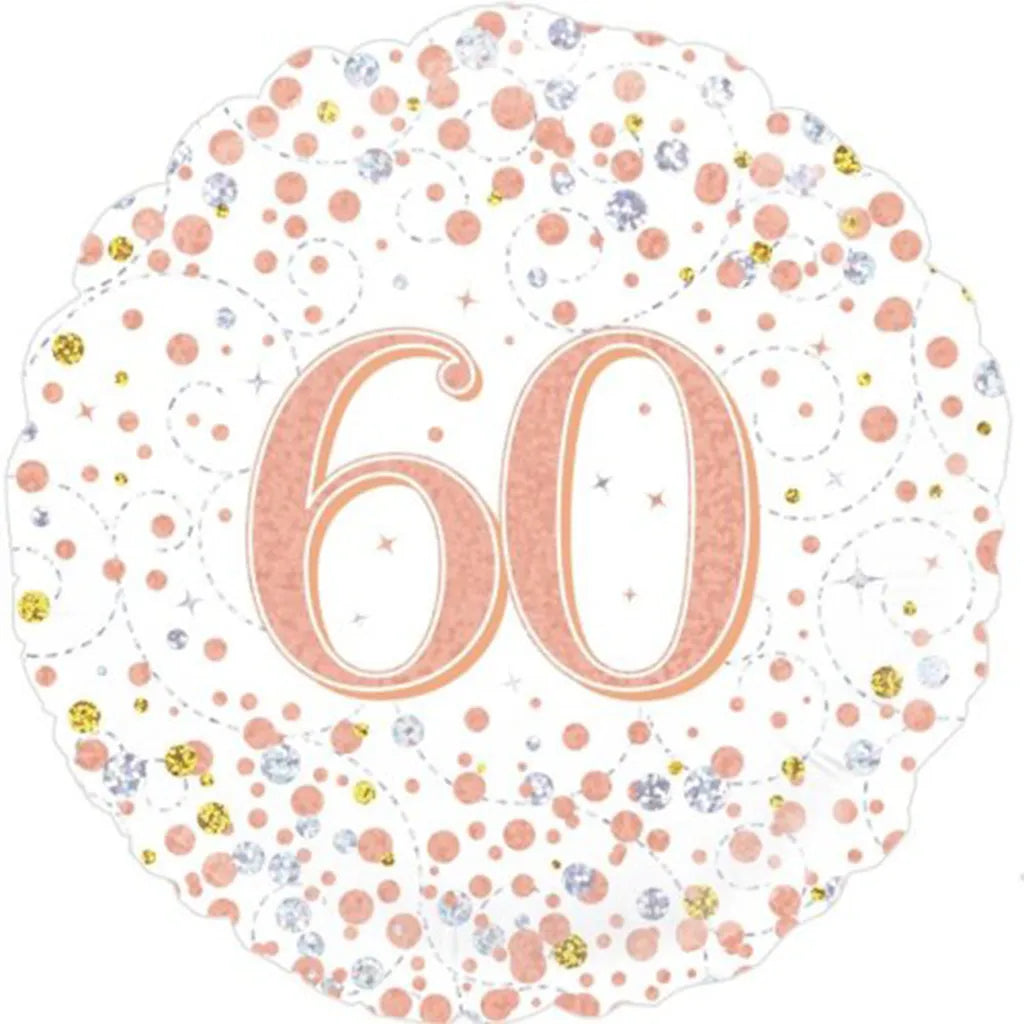OaktreeUK Foil Balloon 60 Birthday Sparkling Fizz Rose Gold 18in 210427