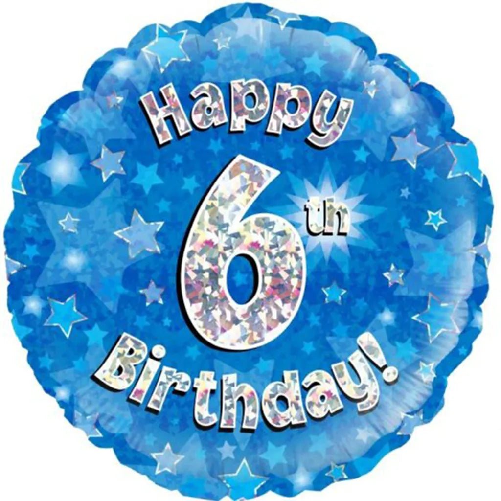 OaktreeUK Foil Balloon 6th Birthday Blue 18in 210496
