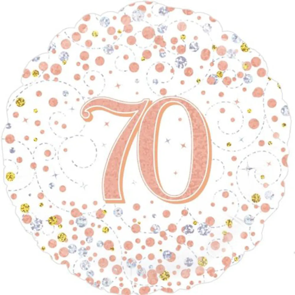 OaktreeUK Foil Balloon 70 Birthday Sparkling Fizz Rose Gold 18in 210428