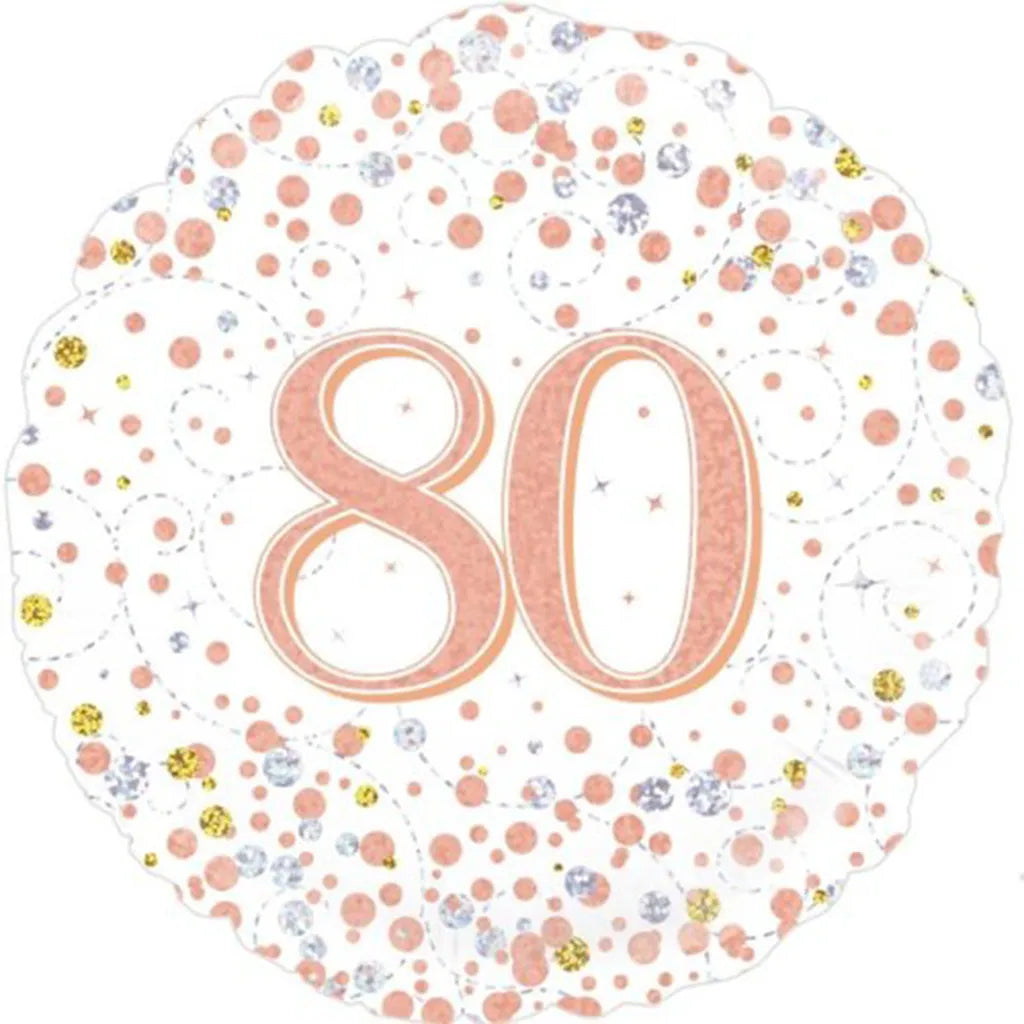 OaktreeUK Foil Balloon 80 Birthday Sparkling Fizz Rose Gold 18in 210429