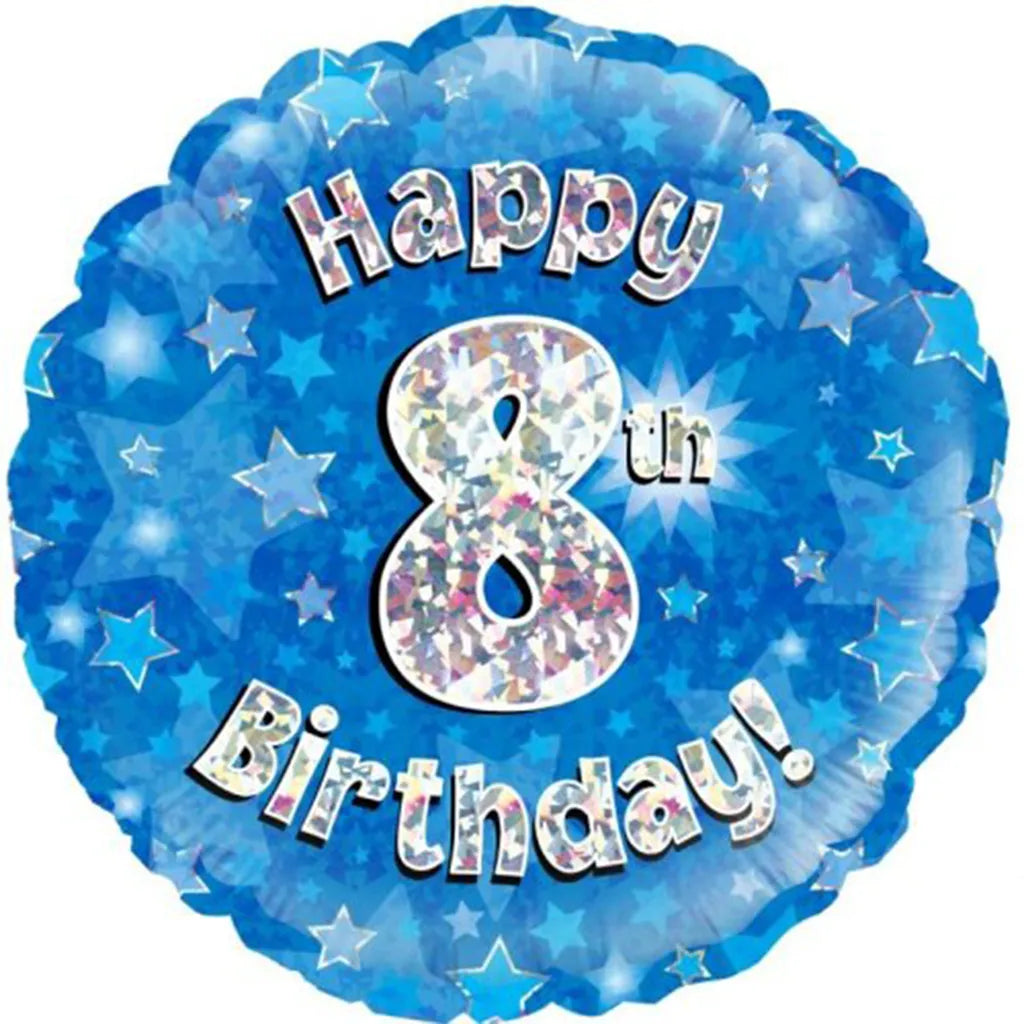 OaktreeUK Foil Balloon 8th Birthday Blue 18in 210498