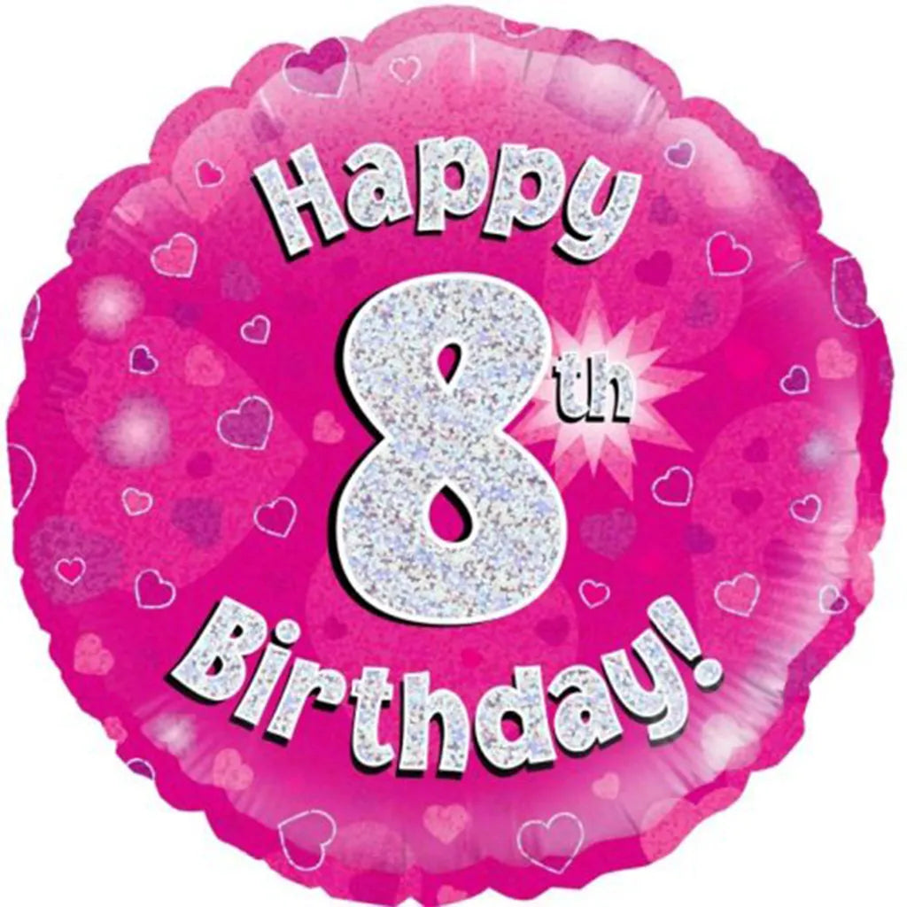 OaktreeUK Foil Balloon 8th Birthday Pink 18in 210468