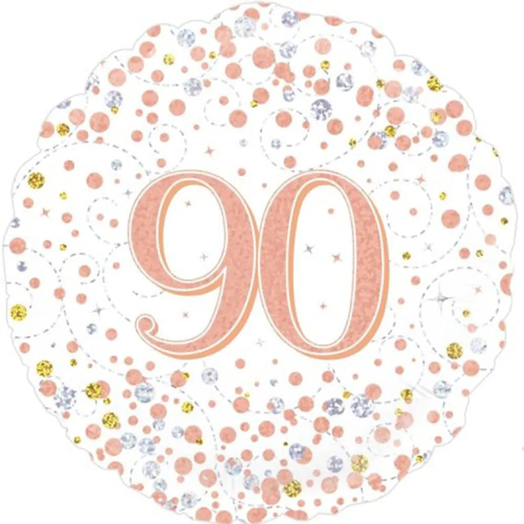 OaktreeUK Foil Balloon 90 Birthday Sparkling Fizz Rose Gold 18in 210430