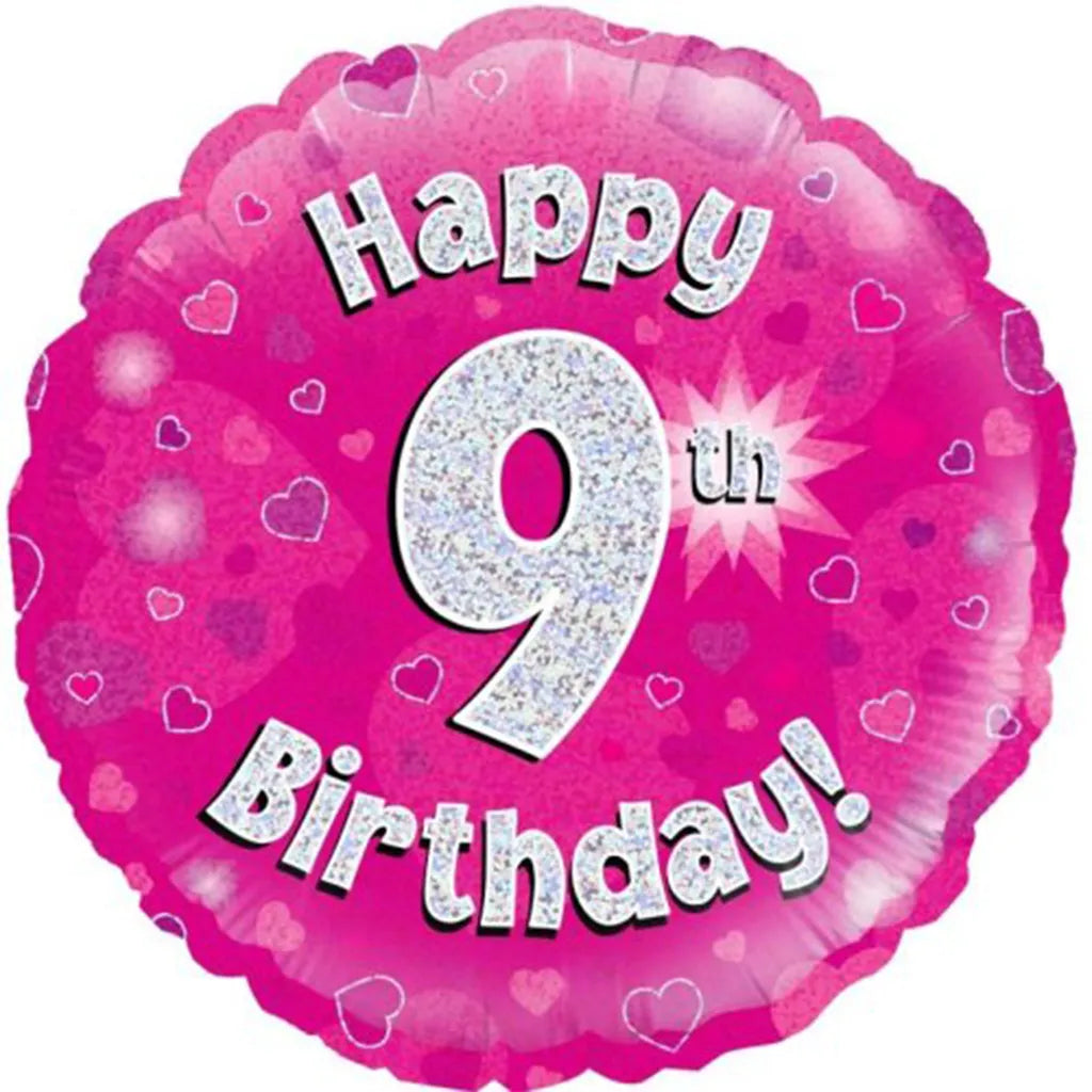 OaktreeUK Foil Balloon 9th Birthday Pink 18in 210469
