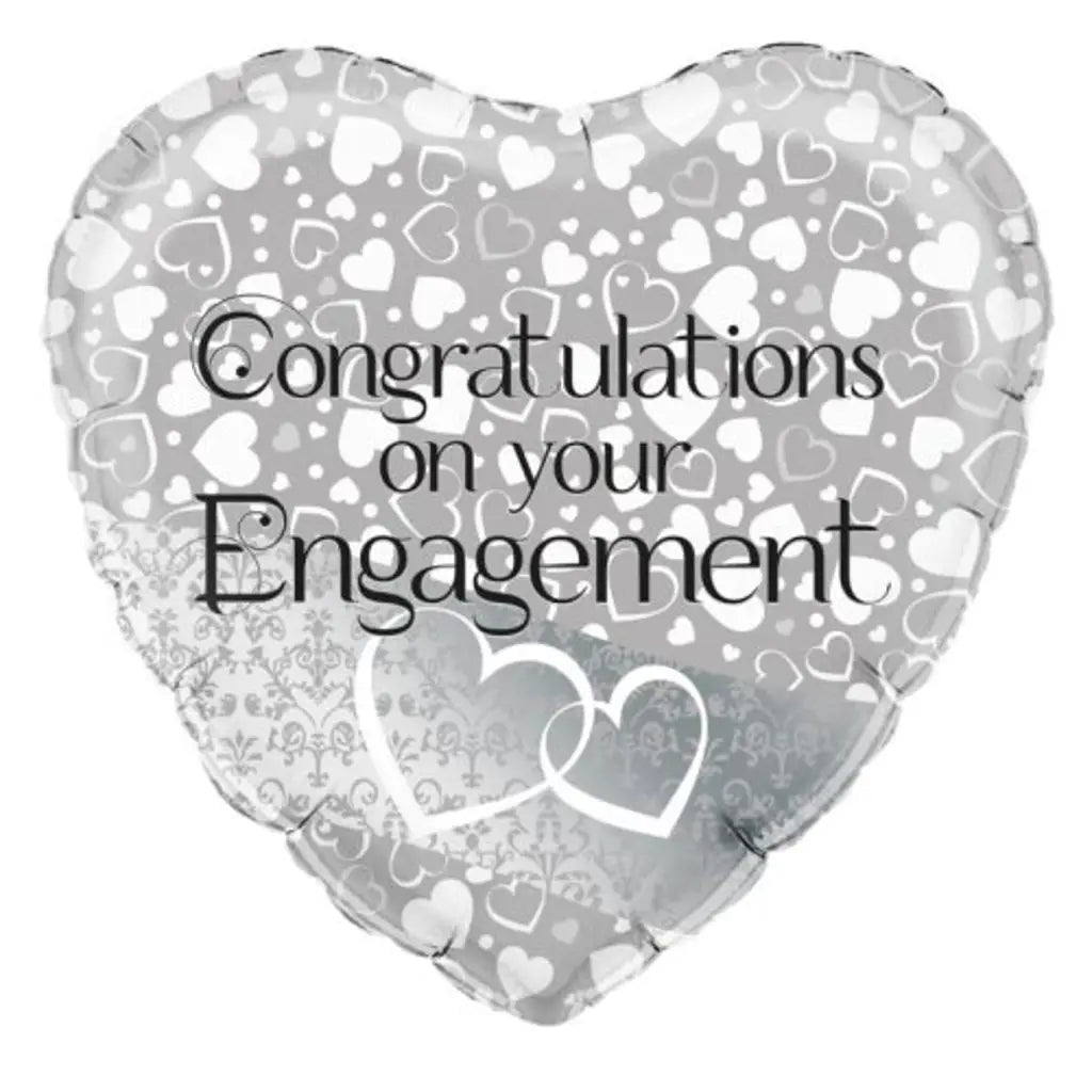 OaktreeUK Foil Balloon Engagement Entwined Hearts Silver 18in 210768