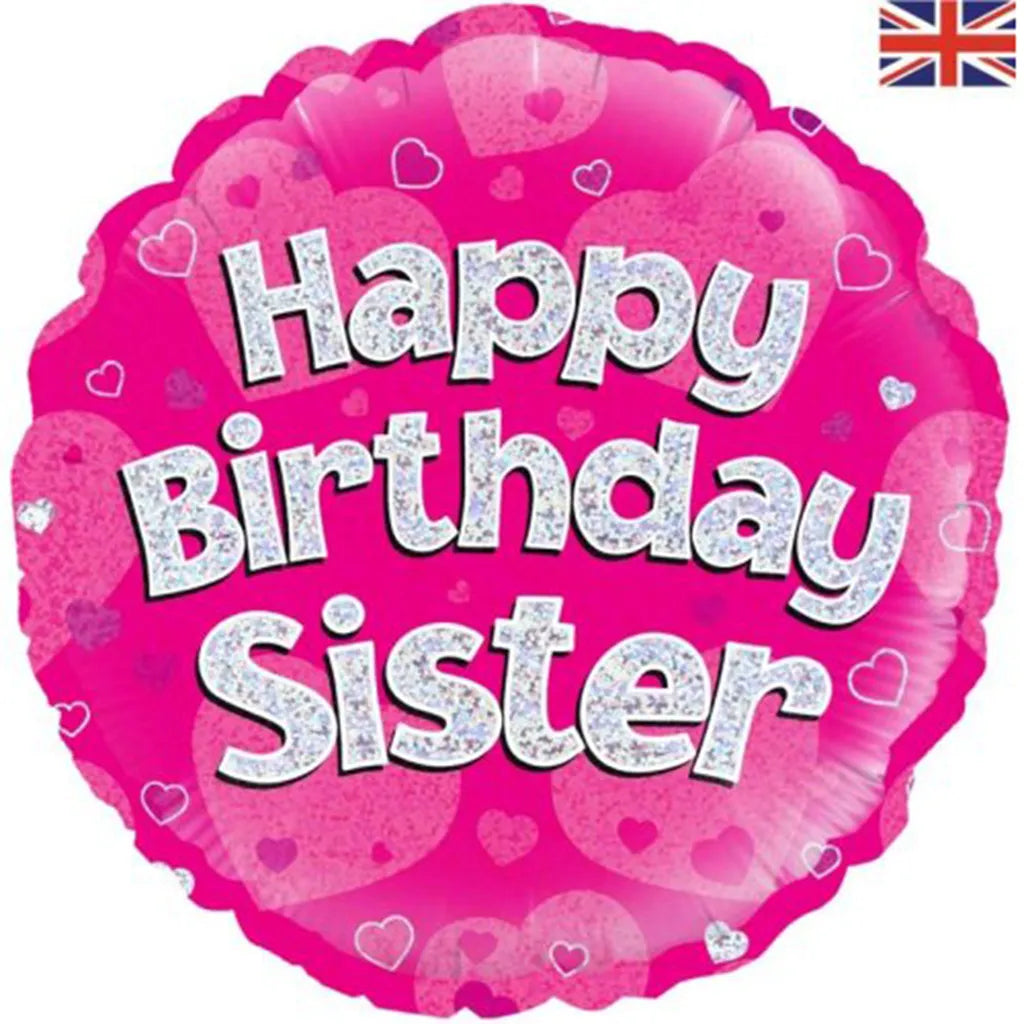 OaktreeUK Foil Balloon Happy Birthday Sister Pink 18in 210727
