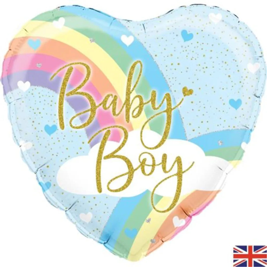 OaktreeUK Foil Balloon Rainbow Baby Boy Heart 18in OT228137