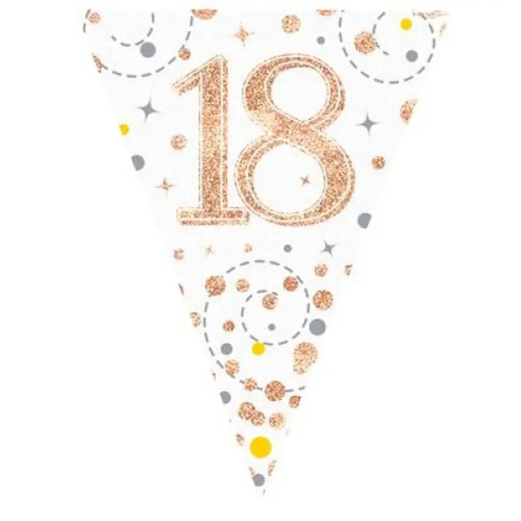 OaktreeUK Party Flag Bunting 18 Birthday Sparkle Fizz Rose Gold 109613