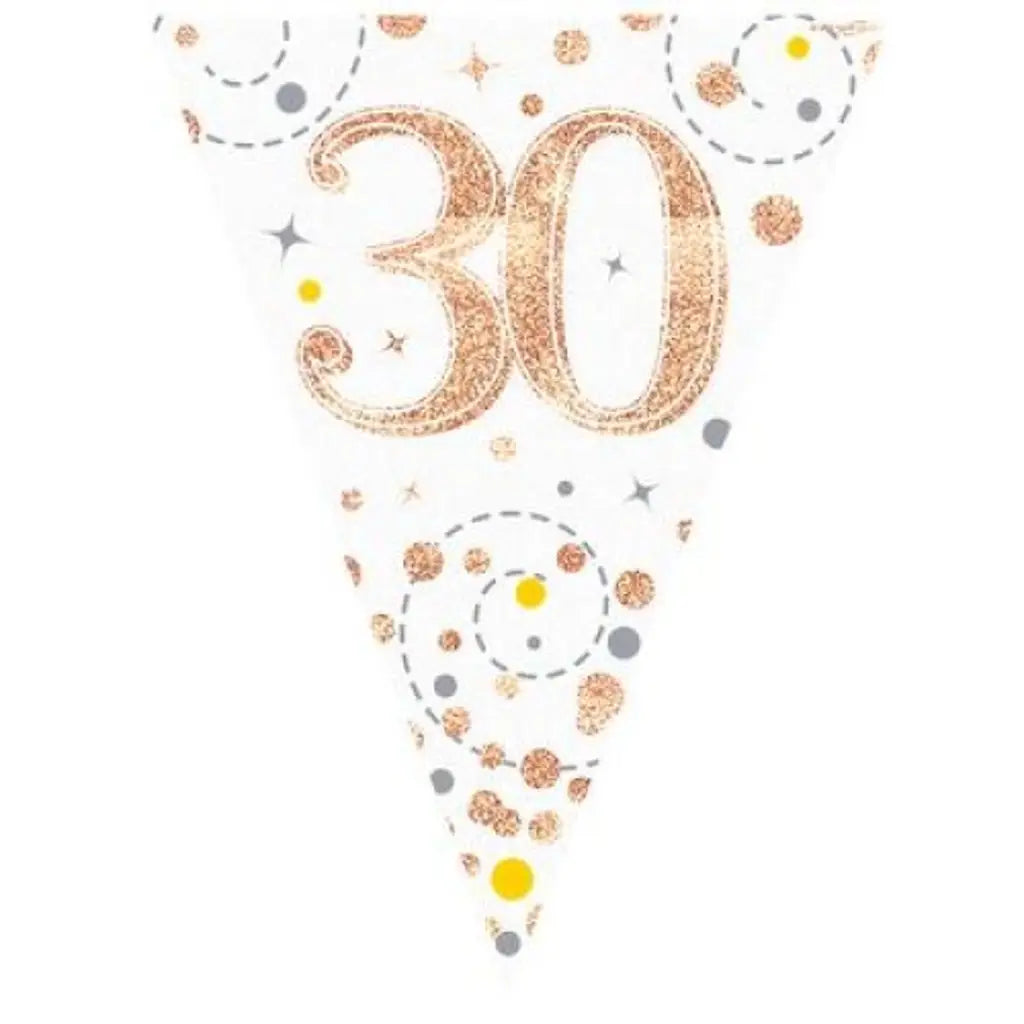 OaktreeUK Party Flag Bunting 30 Birthday Sparkle Fizz Rose Gold 109615