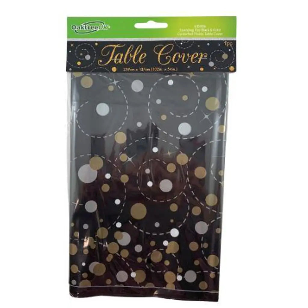OaktreeUK Table Cover Sparkling Fizz Black Gold 137x259cm OT635906