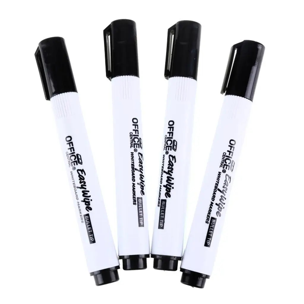 Office Central Black Whiteboard Markers EasyWipe Bullet Tip 2mm 4Pk 208845