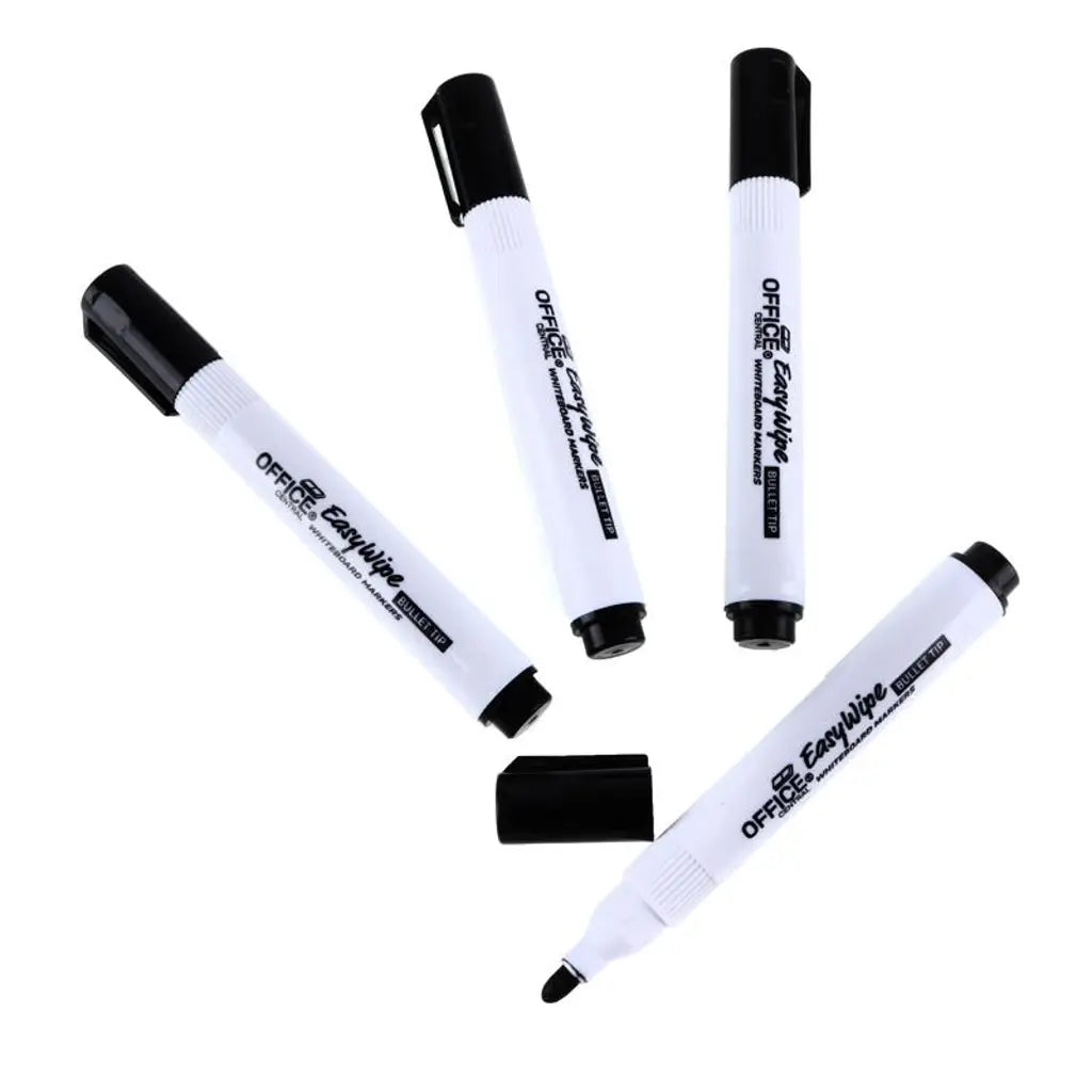 Office Central Black Whiteboard Markers EasyWipe Bullet Tip 2mm 4Pk 208845