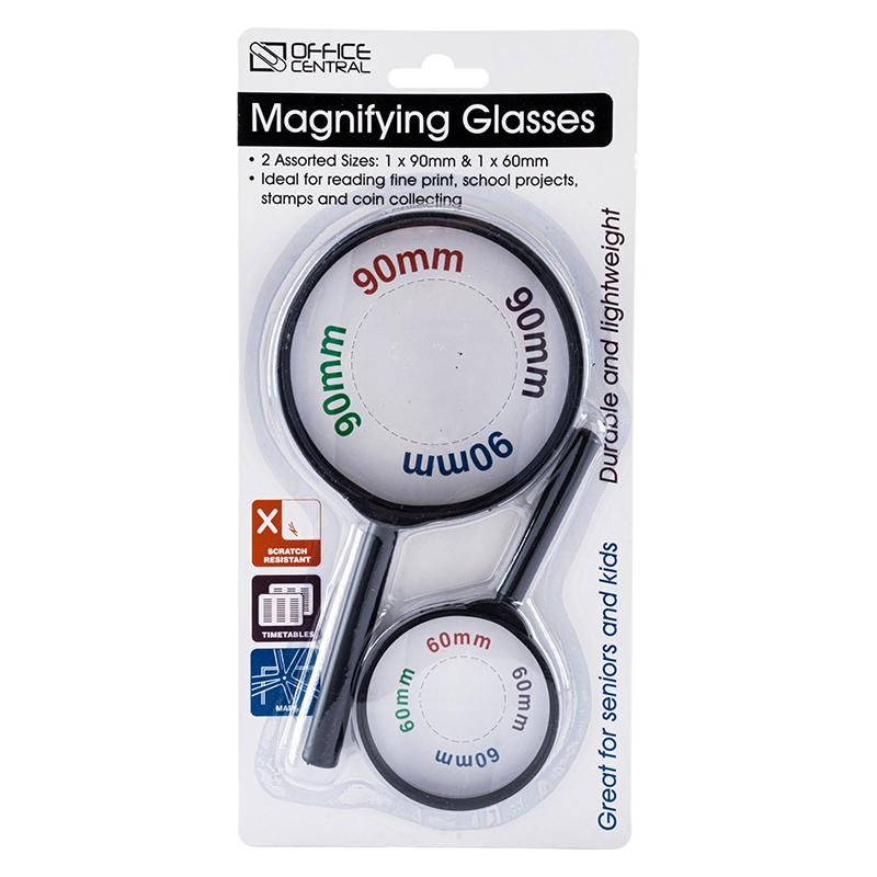 Office Central Magnifying Glasses 2pk 90mm&60mm 221820